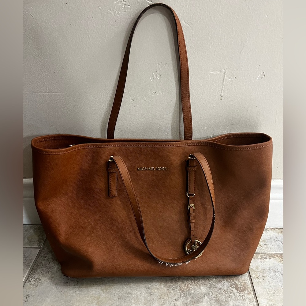 Michael Kors jet set laptop tote. Camel color.